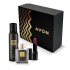 Lace Elegance Beauty Bundle: LBD Lace EDP, Ultra Matte Lipstick - Berry Blast with Avon Black Festive Gift Box